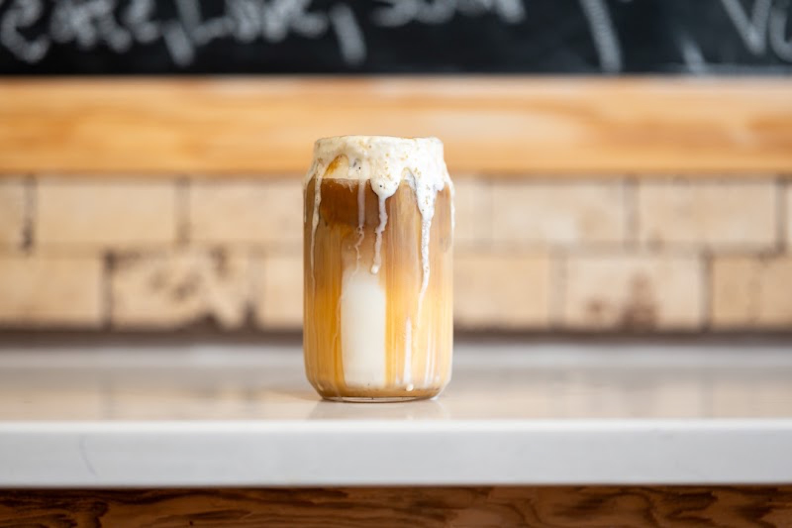 Iced latte at the bar